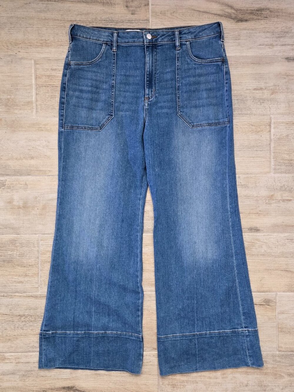 Anthropologie Wide-Leg Flare Jeans in Blue Denim